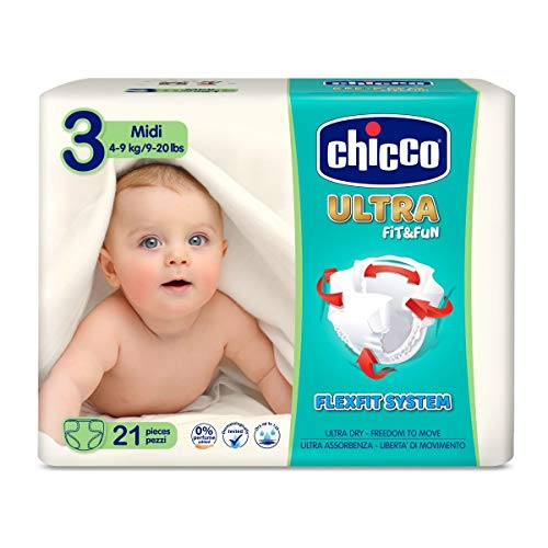 Chicco Chicco Ultra Fit&Fun - Pack 21 pañales ultra absorbentes, Talla 3, 4-9 kg (Midi) 21 ud - Pañales Maxi 4-9 kg 21 ud