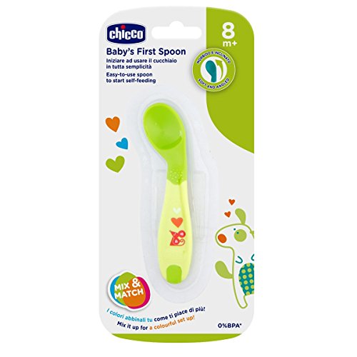 Chicco - Cuchara inclinada para bebés, 8 m+, 1 unidad (colores aleatorios)