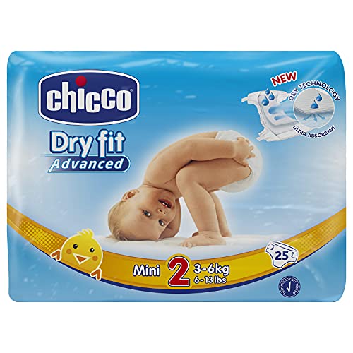 Chicco DryFit - Pack de 25 pañales ultra absorbentes, talla 2, 3-6 Kg