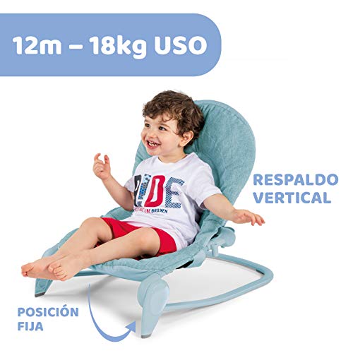 Chicco Hooplà Hamaca para Bebé de 0 Meses a 18 kg, Balancín y Silla de Bebés y Niños con Arco de Juegos, Respaldo Ajustable y Cojín Reductor, Compacta - Color Azul (Dragonfly)