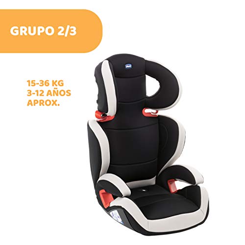 Chicco Key 23 Silla de Coche Reclinable para Bebé de 15-36 kg, Grupo 2/3 para Niños de 3-12 años, Fácil de Instalar, con Altura y Anchura Regulable - Color Negro (Black Night)