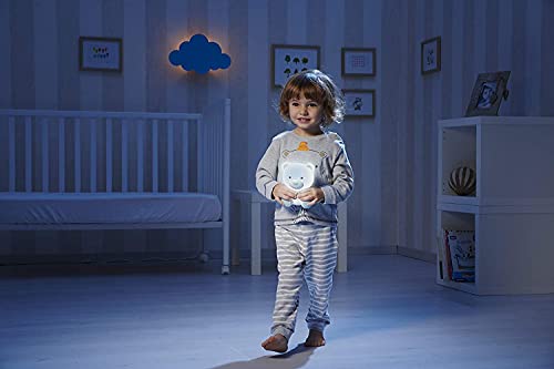 Chicco Lamparita Dulces Sueños - Lámpara quita miedos anti oscuridad, con luces y sonidos, diseño oso azul