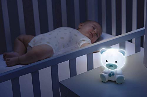 Chicco Lamparita Dulces Sueños - Lámpara quita miedos anti oscuridad, con luces y sonidos, diseño oso azul