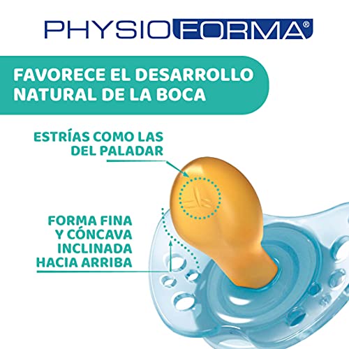 Chicco PhysioForma Air, Chupete de Recién Nacido 16-36 Meses, Tetina de Látex, 2 Piezas, Ayuda a la Respiración Fisiológica y Favorece el Desarrollo Adecuado de la Boca del Bebé, Rosa