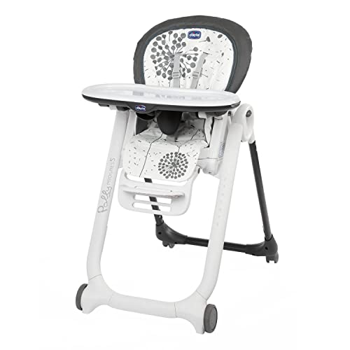 Chicco Polly Progres5 Trona Evolutiva para Bebés 0 Meses - 3 Años (15 kg), Convertible y Compacta con 4 Ruedas, Ajustable y Transformable en Hamaca y Elevador de Silla, Color Gris (Dandelion)