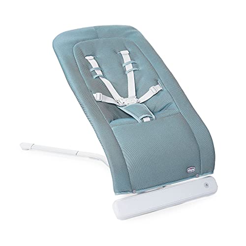 Chicco Rhythm'n'Sound Hamaca Bebé Electrónica para Bebés hasta 9 Kg, con Sonidos de la Naturaleza y Nanas, Balancín Automático, Respaldo Reclinable, Cierre Compacto y Cable USB – Azul (Acquarelle)