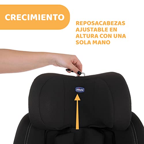 Chicco Seat3Fit i-Size Silla de Coche ISOFIX Giratoria 360° y Reclinable 0-25 Kg (40-125 cm), Grupo 0/1/2 para Niños 0-7 Años, Reposacabezas Ajustable y Protección Lateral, Negra (Black)