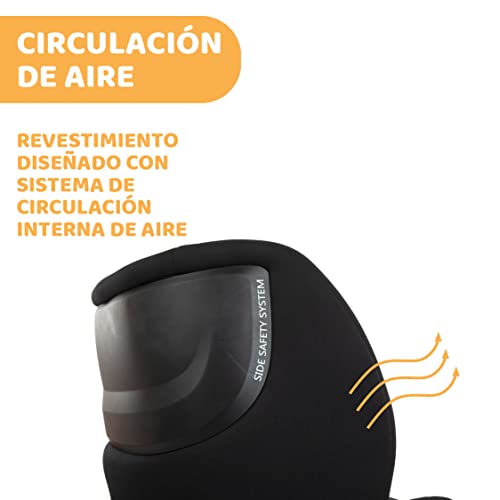 Chicco Seat3Fit i-Size Silla de Coche ISOFIX Giratoria 360° y Reclinable 0-25 Kg (40-125 cm), Grupo 0/1/2 para Niños 0-7 Años, Reposacabezas Ajustable y Protección Lateral, Negra (Black)