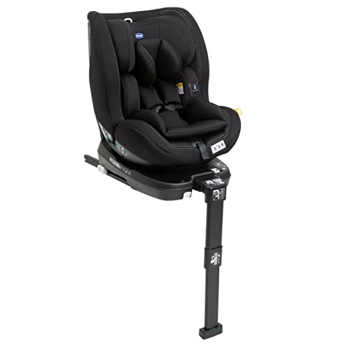 Chicco Seat3Fit i-Size Silla de Coche ISOFIX Giratoria 360° y Reclinable 0-25 Kg (40-125 cm), Grupo 0/1/2 para Niños 0-7 Años, Reposacabezas Ajustable y Protección Lateral, Negra (Black)