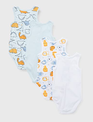 Chicco Set 4 Body Sin Manga 11565 Juego de Ropa bebé, Multicolor, 9 Mes (Pack de 4) para Bebés