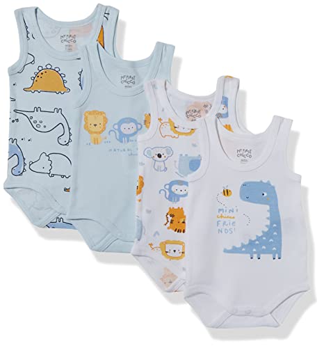 Chicco Set 4 Body Sin Manga 11565 Juego de Ropa bebé, Multicolor, 9 Mes (Pack de 4) para Bebés