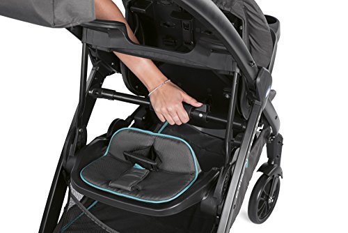 Chicco Stroll'n'2 Silla de paseo para dos niños con asiento y patinete trasero, color negro y rojo (Lava)