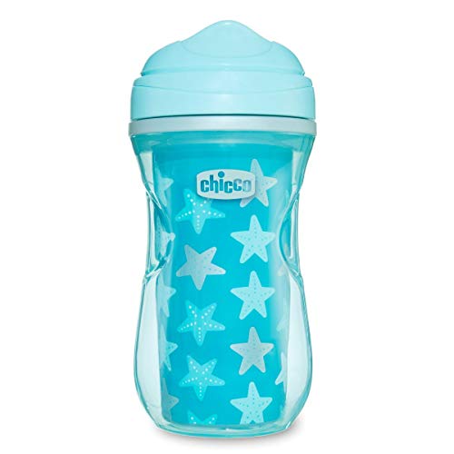 Chicco Vaso Active, Vaso Antiderrame de 266 ml, Vaso Aprendizaje para Bebés +14 Meses para Aprender a Beber, con Boquilla Resistente a Mordeduras y Botella Termo, sin BPA ,Azul Surtido Aleatorio