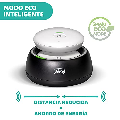 Chicco Vigilabebés Audio con Tecnología DECT y Luces de Colores, 300 Metros de Alcance, Micrófono Sensible, Activación por Voz, Modo Eco Inteligente, Batería de Larga Duración Recargable - Negro