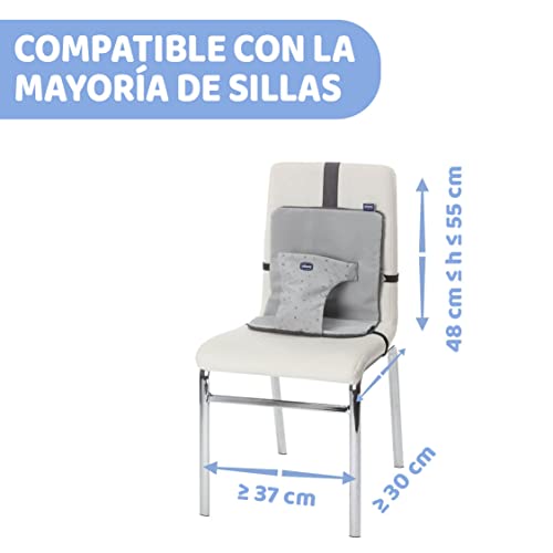 Chicco Wrappy Asiento de Seguridad para Silla de Niños para Comer, Desde 6 Meses, Trona de Viaje Portátil y Ligera para Bebés, Súper Compacto y Plegable, Gris