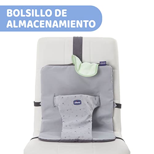 Chicco Wrappy Asiento de Seguridad para Silla de Niños para Comer, Desde 6 Meses, Trona de Viaje Portátil y Ligera para Bebés, Súper Compacto y Plegable, Gris