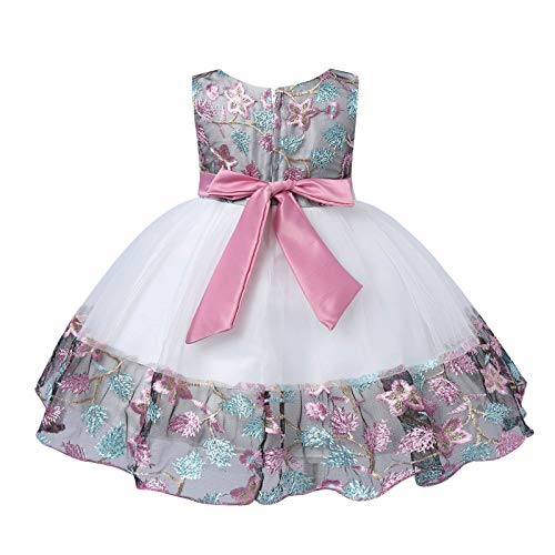 CHICTRY Bebé Niña Floral Petal Bowknot Bautizo Infantil Vestido de Princesa Elegante Vestido de Fiesta Dama de Honor Cumpleaños Rosa 6-12 Meses