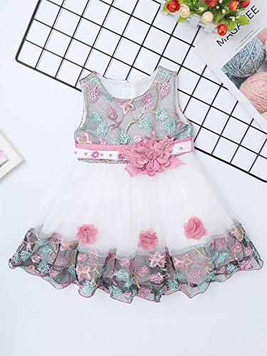 CHICTRY Bebé Niña Floral Petal Bowknot Bautizo Infantil Vestido de Princesa Elegante Vestido de Fiesta Dama de Honor Cumpleaños Rosa 6-12 Meses