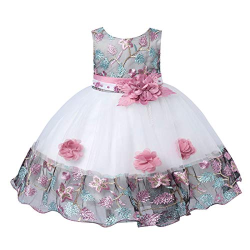 CHICTRY Bebé Niña Floral Petal Bowknot Bautizo Infantil Vestido de Princesa Elegante Vestido de Fiesta Dama de Honor Cumpleaños Rosa 6-12 Meses