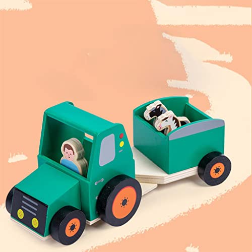 chiwanji Manualidades Remolque de Coche de Madera con Conductor Y Caballo Juguetes Montessori Juego de Regalo