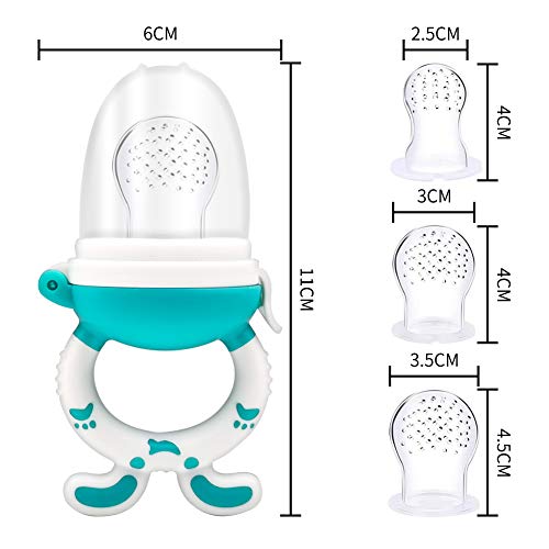 Chupete Fruta Bebe - RIGHTWELL Chupeteros Personalizado Silicona y Alimentador Antiahogo Bebe con 3 Tetinas, sin BPA Cadena Chupetes y Red Frutas Bebe Puede Ser al Mismo Tiempo Aliviar el Dolor