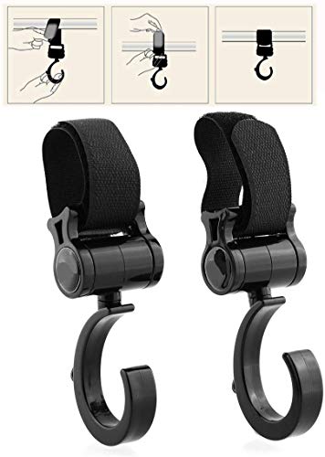 Cisixin Ganchos Colgador Universal para Cochecitos de Bebé, Ganchos para Cochecito Clips de Color Negro