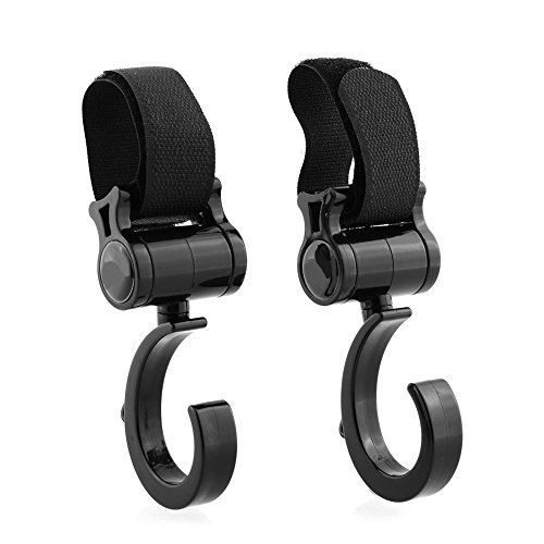 Cisixin Ganchos Colgador Universal para Cochecitos de Bebé, Ganchos para Cochecito Clips de Color Negro