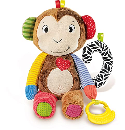 Clementoni - Mono Canta, Juega, aprende Interactivo parlante en Italiano, Juego electrónico para niños de 3 Meses, Peluche Educativo 100% Lavable, Multicolor, 17673