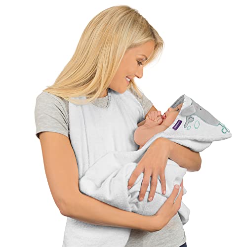 ClevaMama Delantal de bambú para bebé con Capucha para recién Nacidos, bebés y niños pequeños en bambú Ultra Suave, Absorbente, para niños y niñas de 0 a 4 años, Gris, 98 x 98 cm