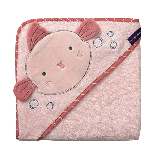 ClevaMama Delantal de bambú para bebés con capucha para recién nacidos, bebés y niños pequeños en bambú ultra suave, absorbente, para niños y niñas de 0 a 4 años, color rosa, 98 x 98 cm