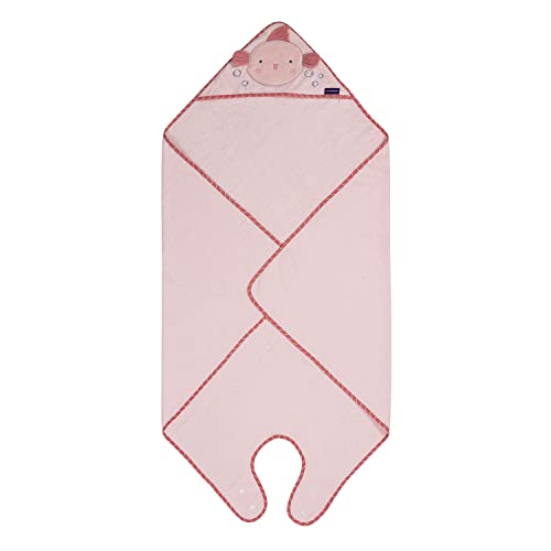 ClevaMama Delantal de bambú para bebés con capucha para recién nacidos, bebés y niños pequeños en bambú ultra suave, absorbente, para niños y niñas de 0 a 4 años, color rosa, 98 x 98 cm