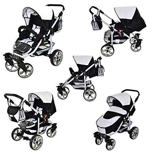 Cochecito de bebe 3 en 1 2 en 1 Trio Isofix silla de paseo X-Car by SaintBaby blanco & flores grafito 2in1 sin Silla de coche