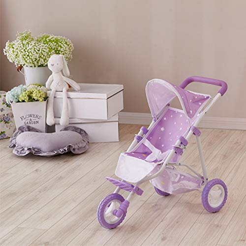 Cochecito de Muñecas Juegete Carrito de Bebé Púrpura de Olivias World OL-00006