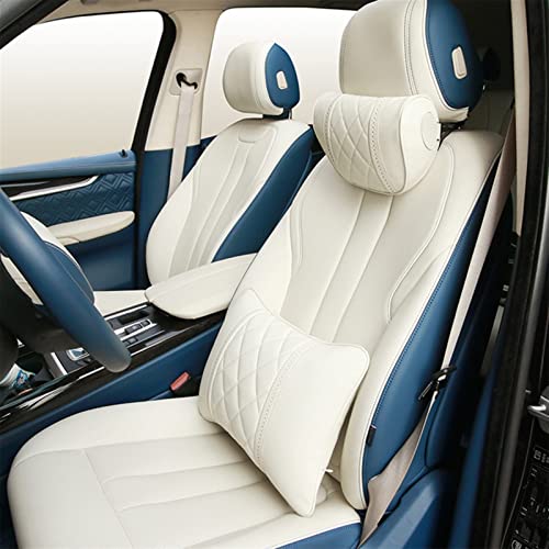 Cojín para asiento de coche para Mercedes Maybach Clase S reposacabezas de cuero de lujo para el cuello del coche, almohadas lumbares, cojines de viaje, accesorios de apoyo (color: blanco)