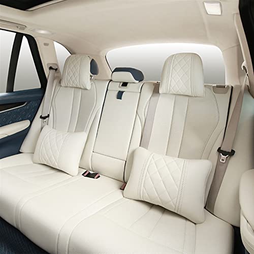 Cojín para asiento de coche para Mercedes Maybach Clase S reposacabezas de cuero de lujo para el cuello del coche, almohadas lumbares, cojines de viaje, accesorios de apoyo (color: blanco)