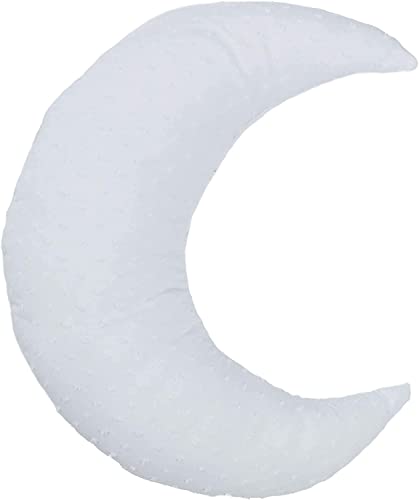 Cojines Decorativos Cuna Grabados con Nombre - Cojines Infantiles Personalizados con Forma de Luna y Nube - Conjunto Cojines Decorativos para bebé Bordados con el Nombre - Plumeti - Blanco - Nenel