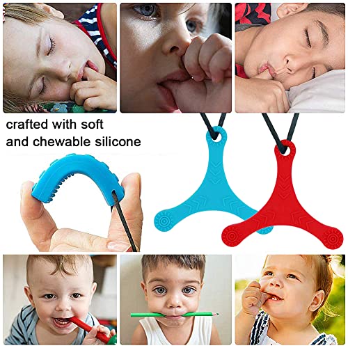 Collar Mordedor, 2 Piezas Collar de Masticación Sensorial Sin BPA, Juguete de Dentición para niños con Autismo TDAH, Estimulación Sensorial y Cognitiva