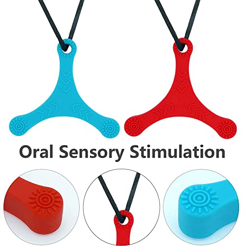 Collar Mordedor, 2 Piezas Collar de Masticación Sensorial Sin BPA, Juguete de Dentición para niños con Autismo TDAH, Estimulación Sensorial y Cognitiva