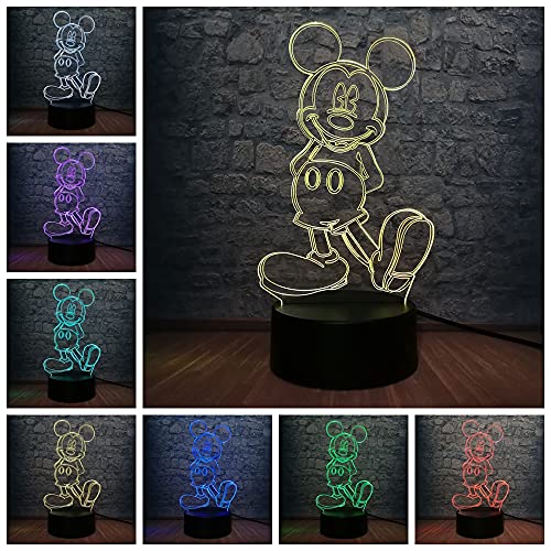 Colyya Mickey Standing - Lámpara de noche para niños, con mando a distancia, 7 colores, cambio de cable USB para niños, oficina, fiesta, exposición, etc.