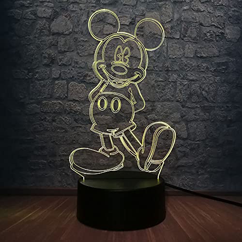 Colyya Mickey Standing - Lámpara de noche para niños, con mando a distancia, 7 colores, cambio de cable USB para niños, oficina, fiesta, exposición, etc.