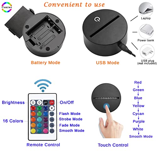 Comiwe Bicicleta de Montaña Luz de Noche de Ilusión 3D,Control Táctil y Remoto de 16 Colores,Lámpara de Mesa de Noche LED Para Decoración del Hogar,Regalo Para Niñas,Niños,Adultos,Amigos y Familia