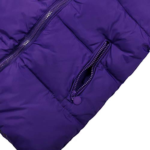 Conjunto de Esquí 2 Piezas Traje de Nieve - Chaqueta con Capucha + Pantalón de Esquí Niños Niñas Traje de Esquí Abrigos de Pluma Pantalones de nieve de Babero Impermeable, Púrpura 18-24 Mesi