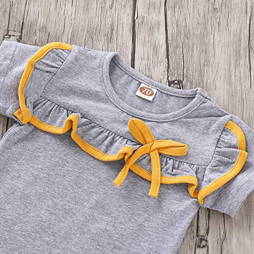 Conjunto de Polo y pantalón Corto a Juego para Hermano y Hermana (Gris + Amarillo, niños 3-6 Meses)