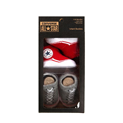 Converse 2 PK Bootie Completo, Rojo Red/Vintage Grey Heather, 0-6 Meses Unisex bebé