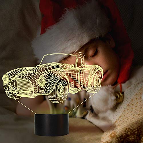 CooPark coche lámpara 3d, luz de noche LED con 16 colores y mesita de noche remota para el hogar, decoración de la habitación de los niños, regalos navideños de cumpleaños para niños