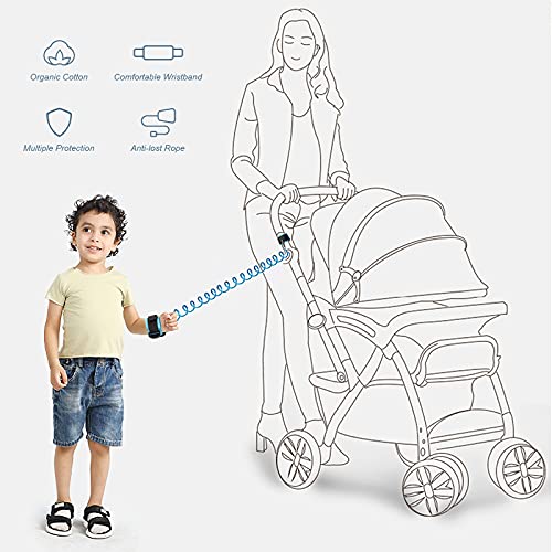 Correa Antiperdida de Niños, TOYESS Arnés de Seguridad para Bebe, Rotación de 360 Grados Elástico Cuerda de Alambre Anti Lost, Azul