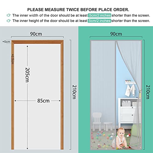 Cortina Mosquitera Magnética para Puertas, 70x260cm Puerta de Malla Magnética,Cortinas para Puertas Exteriores, Fácil de Instalar y Lejos de Los Mosquitos Gris