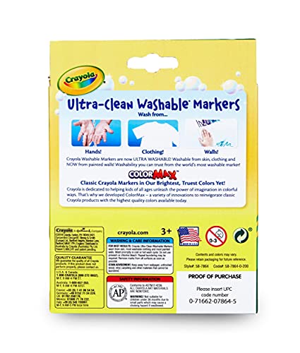 Crayola Ultra Clean Washable Markers, 24 Classic Broad Line Markers, School Supplies