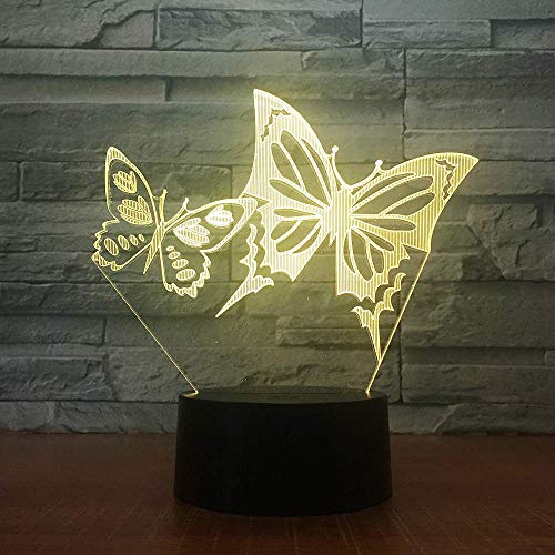 Creativo Lámpara 3D Mariposa Luz de Noche 16 Colores que Cambian Control Remoto USB Poder Touch Switch Ilusión óptica Decor Lámpara LED Mesa Lámpara Niños Juguetes Cumpleaños Navidad Regalo