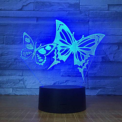 Creativo Lámpara 3D Mariposa Luz de Noche 16 Colores que Cambian Control Remoto USB Poder Touch Switch Ilusión óptica Decor Lámpara LED Mesa Lámpara Niños Juguetes Cumpleaños Navidad Regalo